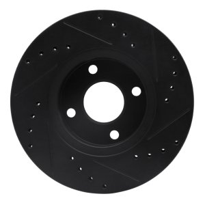 Ford Contour Brake Rotor (1) - Front Left - R1 Concepts - Drilled & Slotted - Black - `98-`04